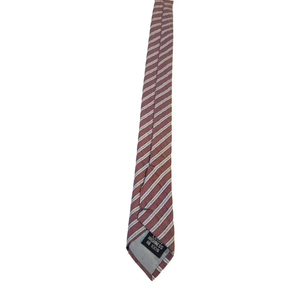 Leon Highness Luxury Neck Tie Red White Blue Stripe Silk Classic Business Office
